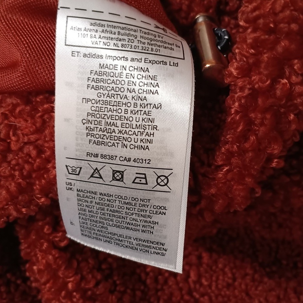 Adidas‎ Originals Women's Burgundy Sherpa Fleece Half Zip Pullover Size M - Picture 9 of 10